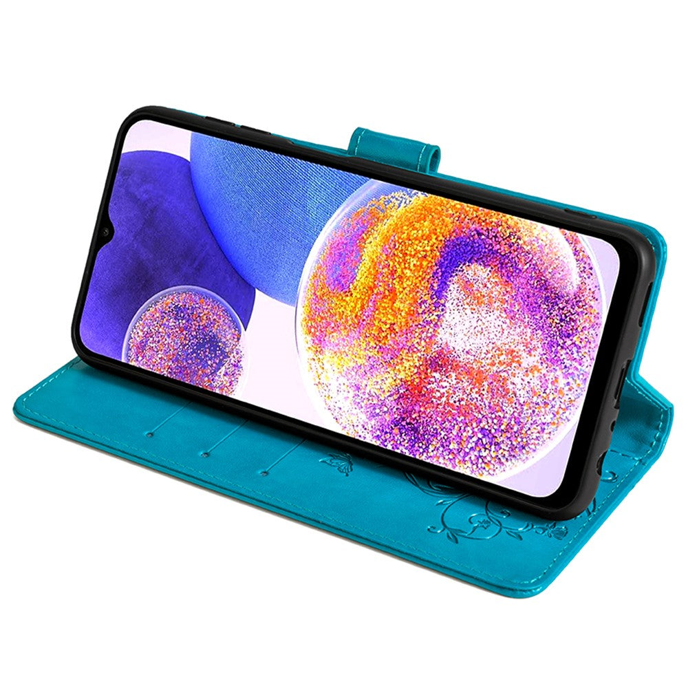 Galaxy A23 4G/5G Schutzhülle – Mit Blumens- & Schmetterlingsmuster & Riemen