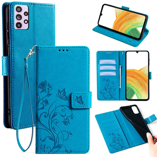 Galaxy A33 5G Schutzhülle – Mit Blumens- & Schmetterlingsmuster & Riemen