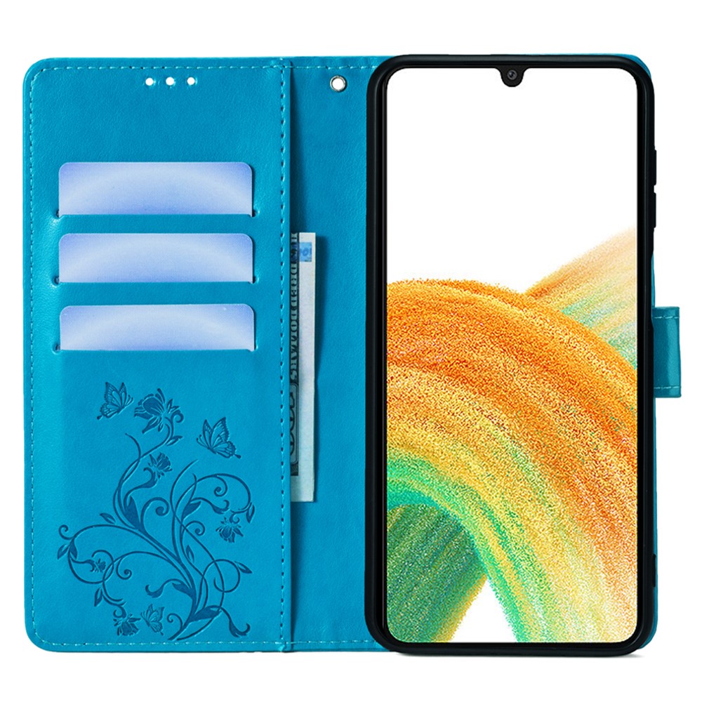 Galaxy A33 5G Schutzhülle – Mit Blumens- & Schmetterlingsmuster & Riemen