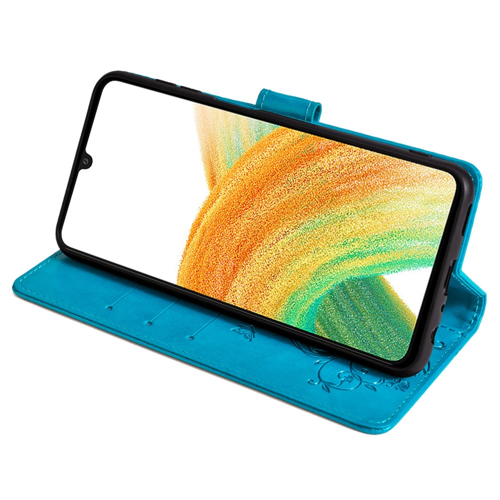 Galaxy A33 5G Schutzhülle – Mit Blumens- & Schmetterlingsmuster & Riemen