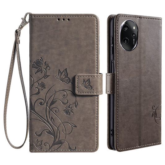 Honor 100 Pro 5G Handyhülle – Fall Schmetterling Blume PU Leder Magnetische Flip Standfunktion Kartenhalter Telefon Abdeckung