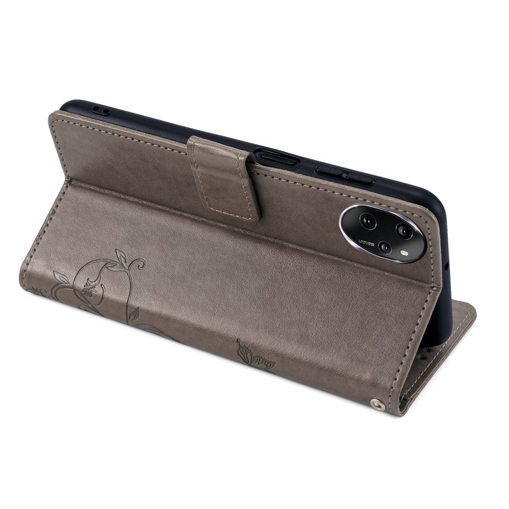For Honor 100 Pro 5G Case Butterfly Flower PU Leather Magnetic Flip Stand Card Holders Phone Cover