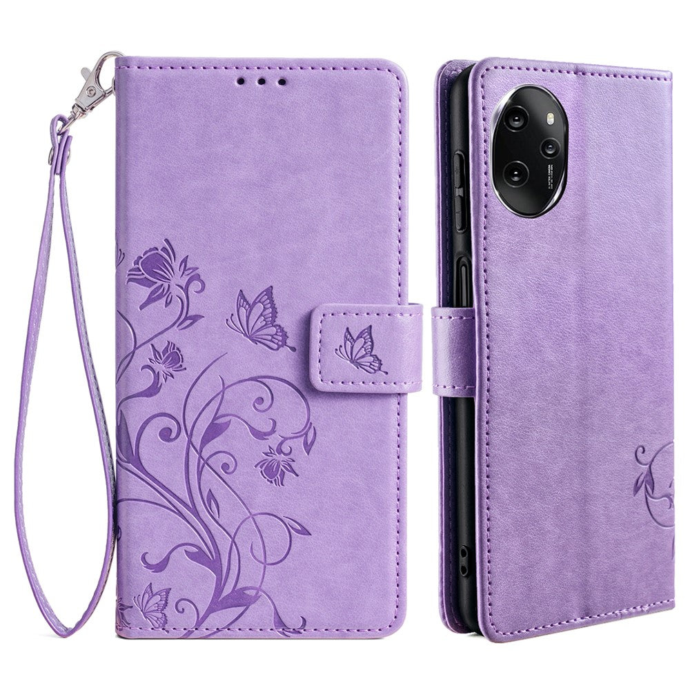 For Honor 100 Pro 5G Case Butterfly Flower PU Leather Magnetic Flip Stand Card Holders Phone Cover
