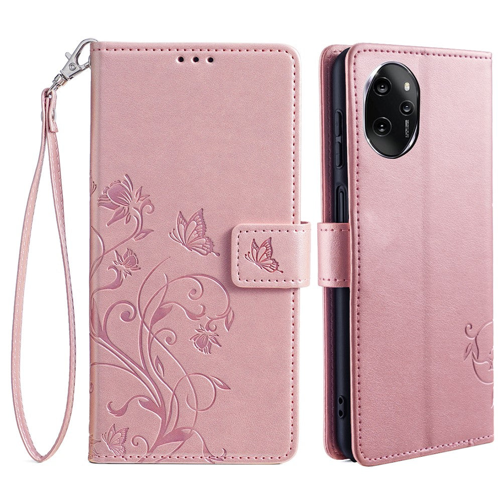 For Honor 100 Pro 5G Case Butterfly Flower PU Leather Magnetic Flip Stand Card Holders Phone Cover