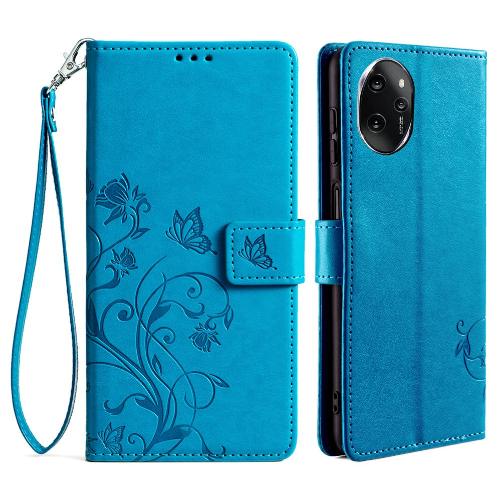 For Honor 100 Pro 5G Case Butterfly Flower PU Leather Magnetic Flip Stand Card Holders Phone Cover