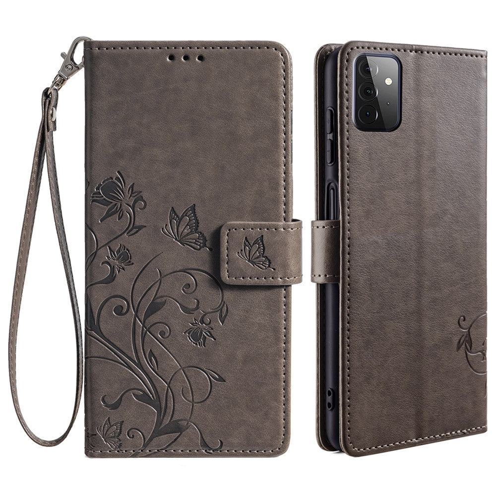 Galaxy A72 5G/4G Schutzhülle – Mit Blumens- & Schmetterlingsmuster & Riemen