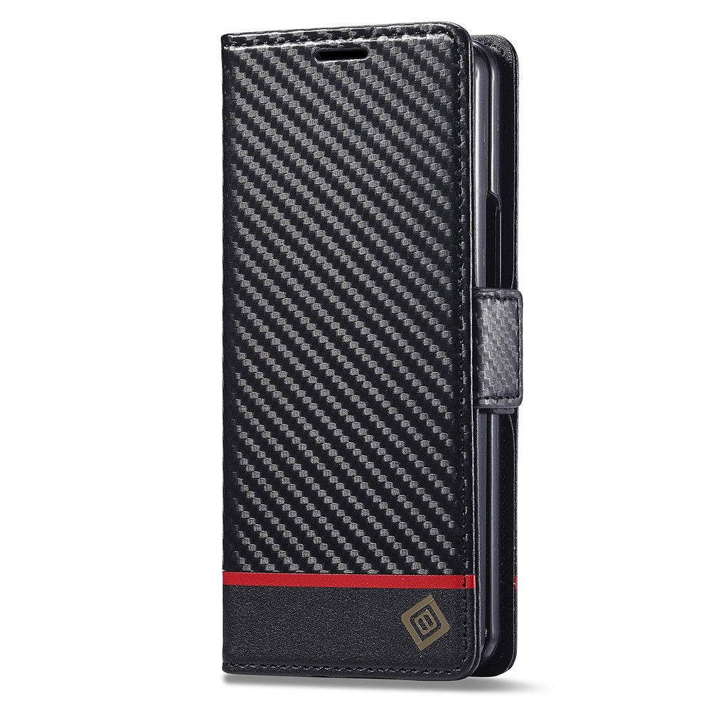 LC.IMEEKE For Samsung Galaxy Z Fold6 5G Case Carbon Fiber Texture Magnetic Closure Phone Cover