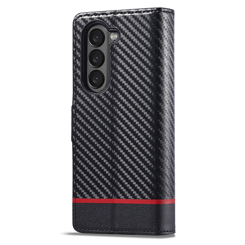 LC.IMEEKE For Samsung Galaxy Z Fold6 5G Case Carbon Fiber Texture Magnetic Closure Phone Cover