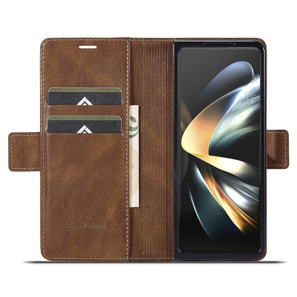 LC.IMEEKE For Samsung Galaxy Z Fold6 5G Phone Stand Case PU Leather RFID Blocking Wallet Cover