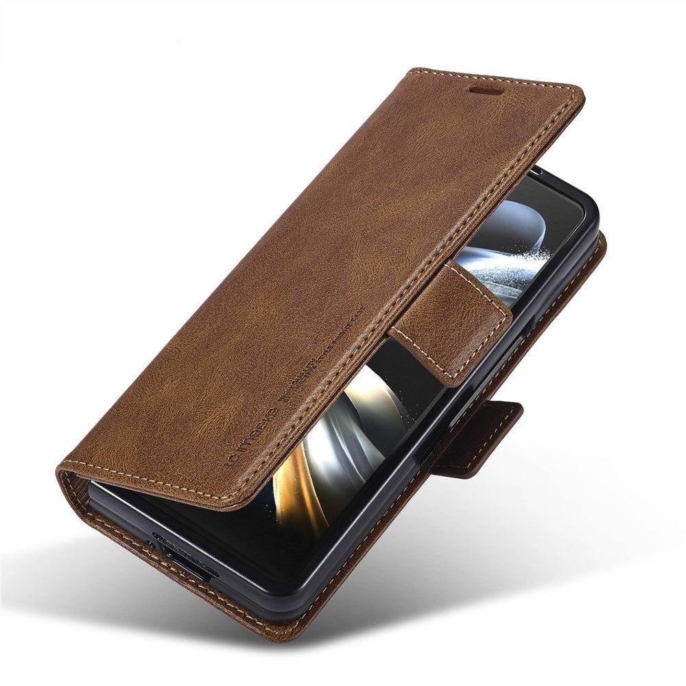 LC.IMEEKE For Samsung Galaxy Z Fold6 5G Phone Stand Case PU Leather RFID Blocking Wallet Cover