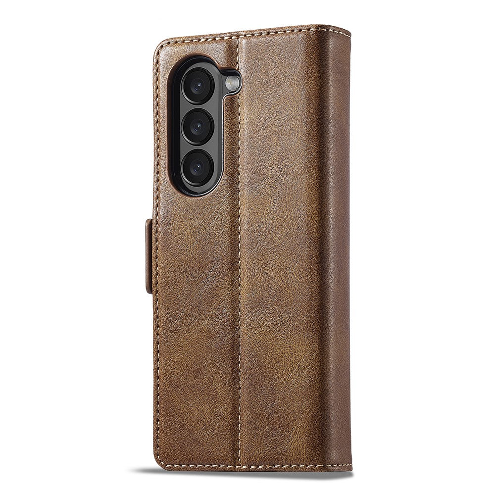 LC.IMEEKE For Samsung Galaxy Z Fold6 5G Phone Stand Case PU Leather RFID Blocking Wallet Cover