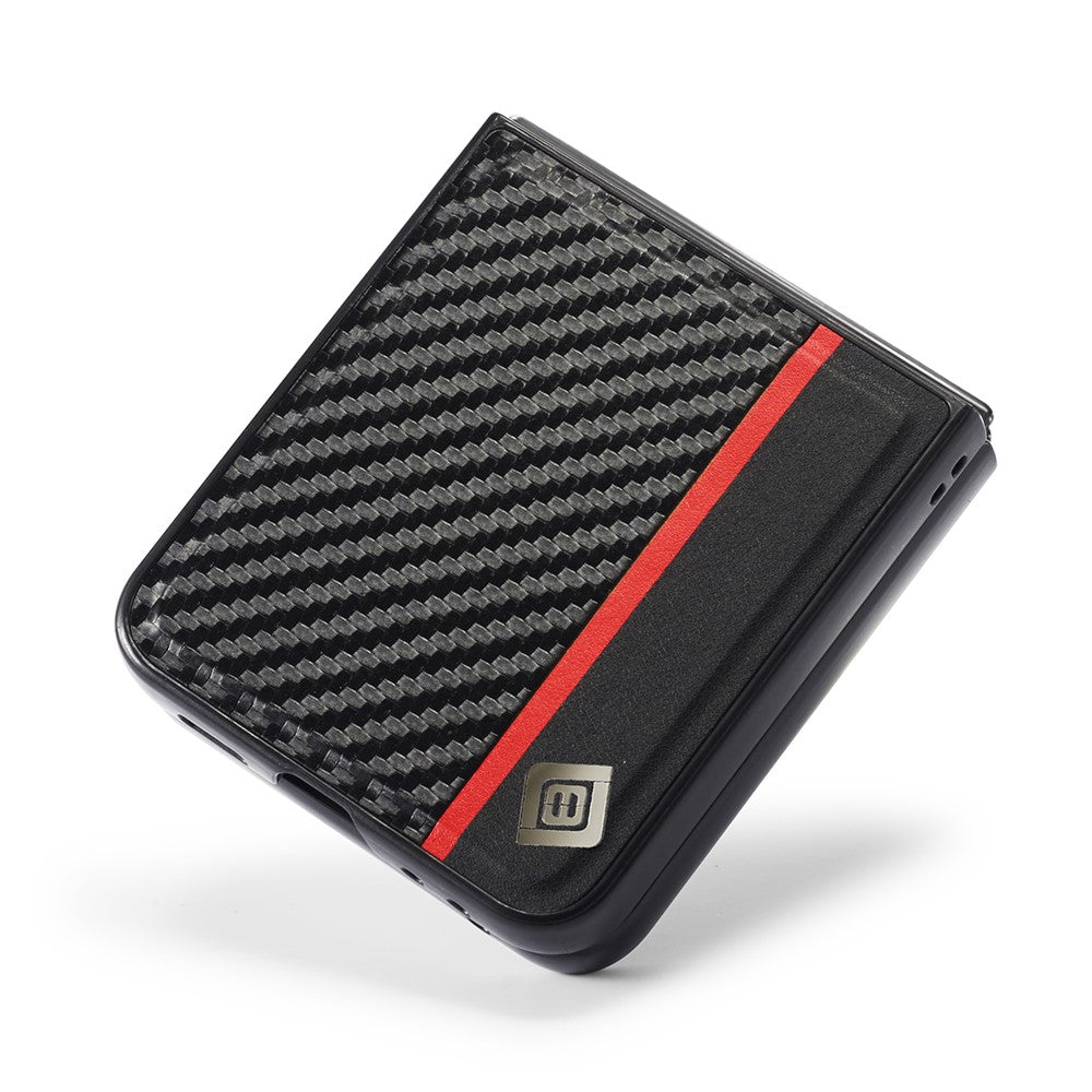 Galaxy Flip6 Stoßfeste Hülle - Carbonfaser-Optik – PU-Leder & TPU
