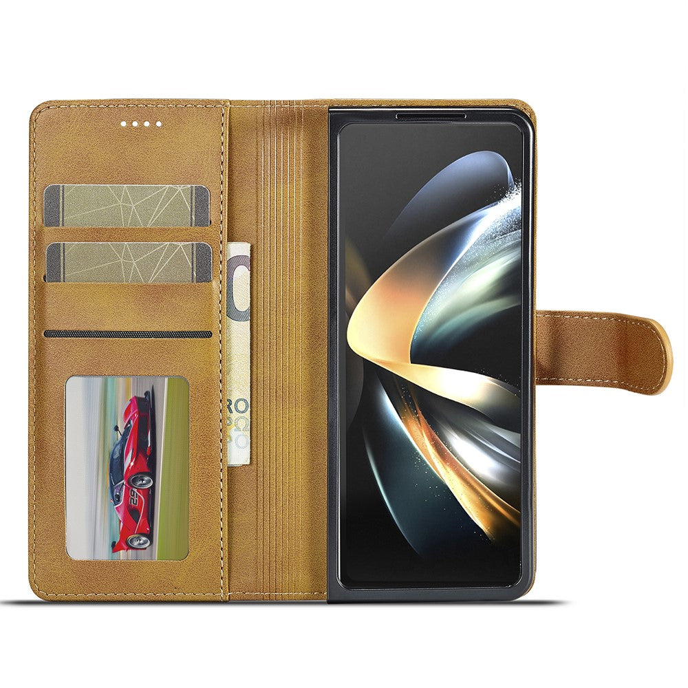 LC.IMEEKE For Samsung Galaxy Z Fold6 5G Case Calf Texture Magnetic Clasp Stand Phone Cover