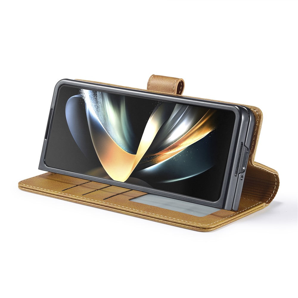 LC.IMEEKE For Samsung Galaxy Z Fold6 5G Case Calf Texture Magnetic Clasp Stand Phone Cover