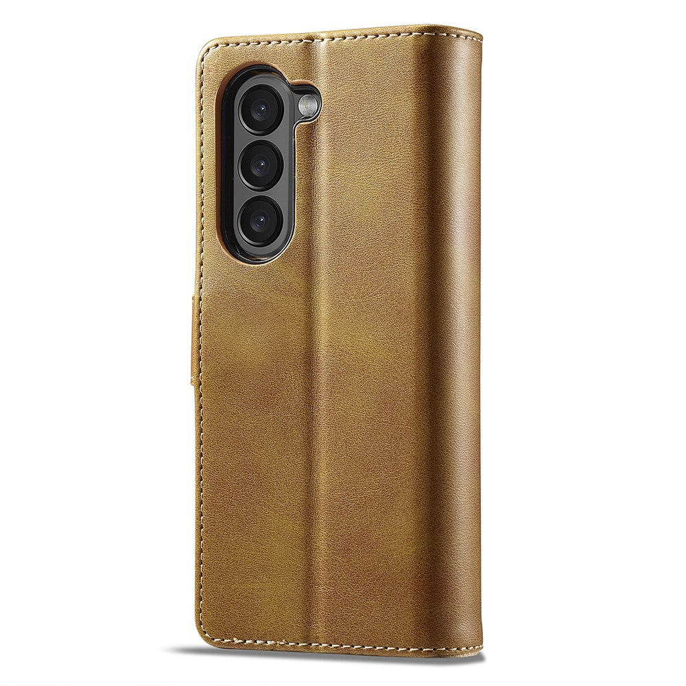 LC.IMEEKE For Samsung Galaxy Z Fold6 5G Case Calf Texture Magnetic Clasp Stand Phone Cover