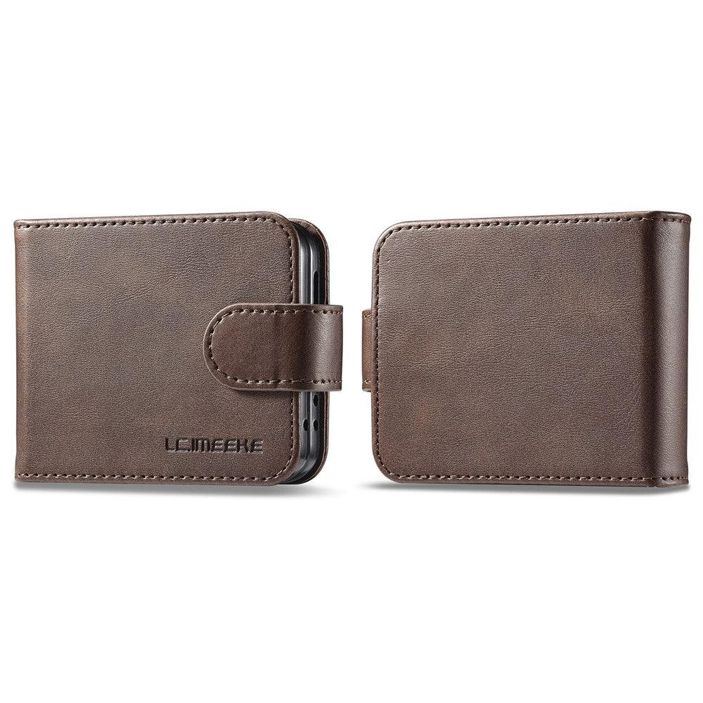 LC.IMEEKE For Samsung Galaxy Z Flip7 FE 5G / Z Flip6 5G Case Scratch-resistant Leather+PC Calf Texture Stand Phone Cover