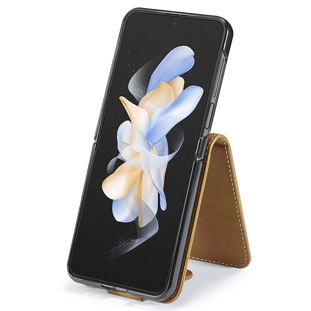 LC.IMEEKE For Samsung Galaxy Z Flip7 FE 5G / Z Flip6 5G Case Scratch-resistant Leather+PC Calf Texture Stand Phone Cover