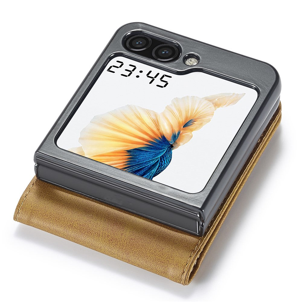 LC.IMEEKE For Samsung Galaxy Z Flip7 FE 5G / Z Flip6 5G Case Scratch-resistant Leather+PC Calf Texture Stand Phone Cover