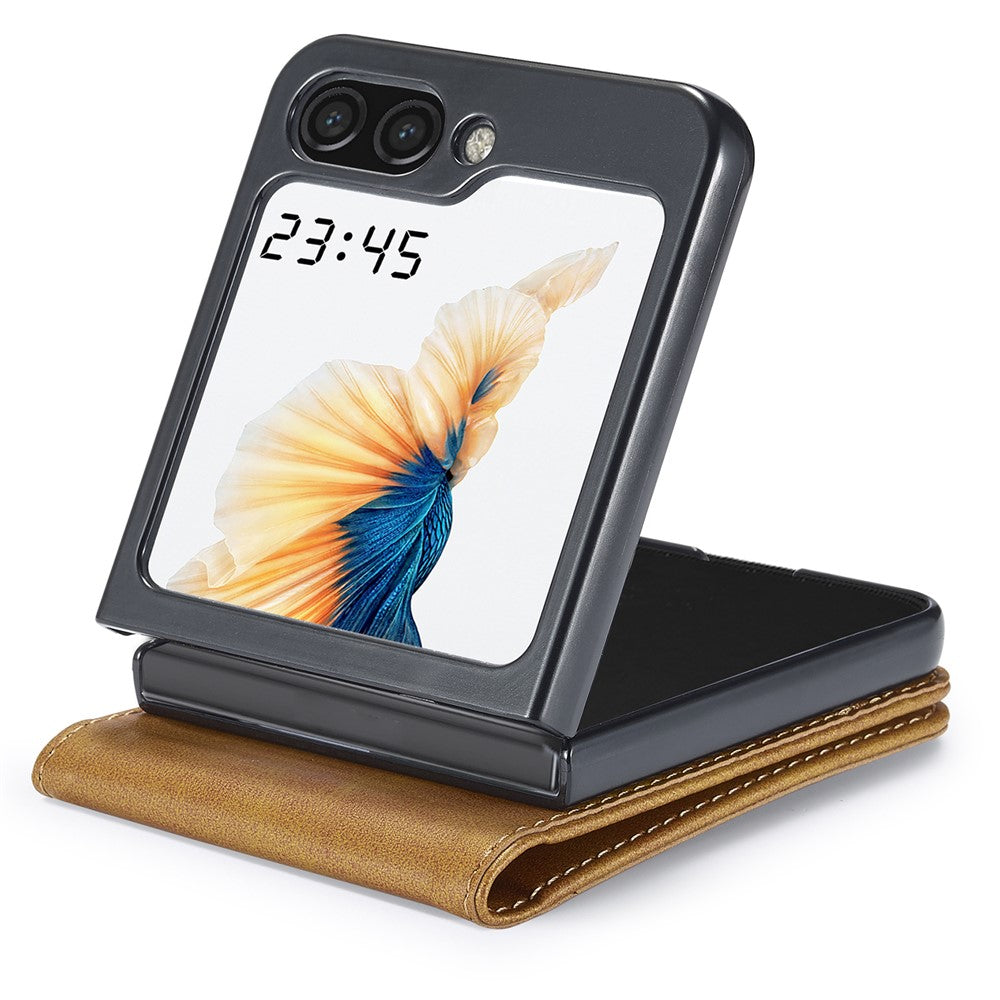 LC.IMEEKE For Samsung Galaxy Z Flip7 FE 5G / Z Flip6 5G Case Scratch-resistant Leather+PC Calf Texture Stand Phone Cover
