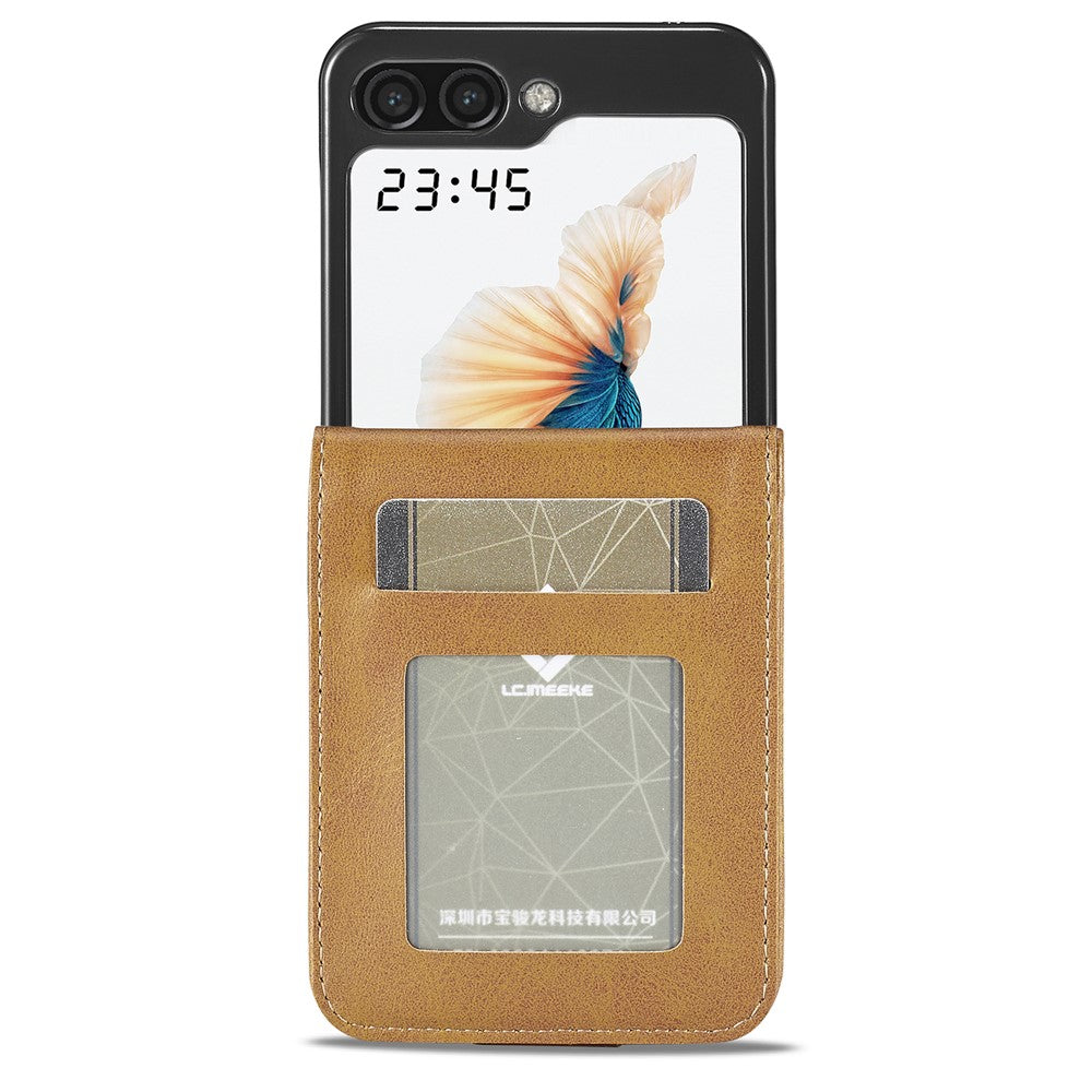 LC.IMEEKE For Samsung Galaxy Z Flip7 FE 5G / Z Flip6 5G Case Scratch-resistant Leather+PC Calf Texture Stand Phone Cover