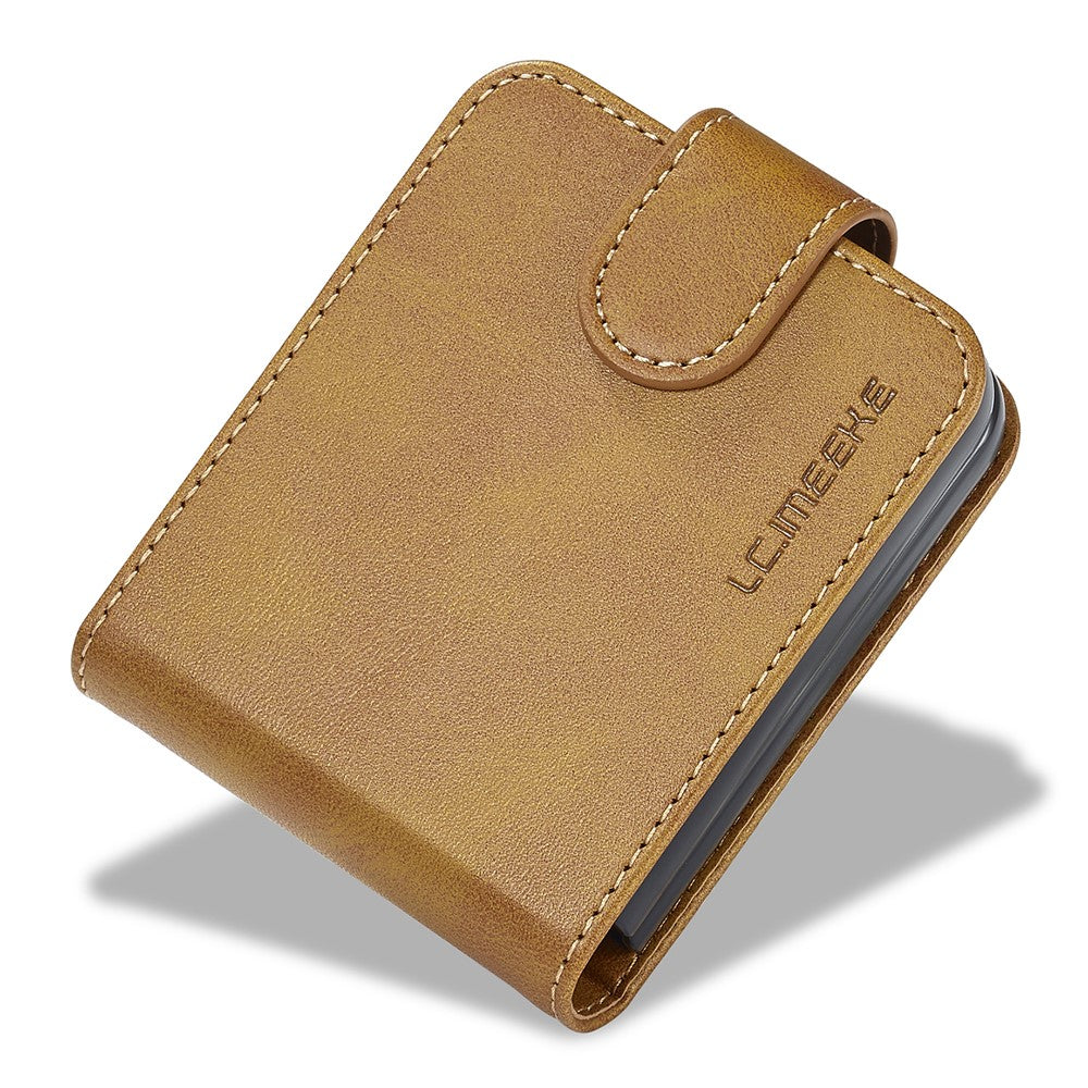 LC.IMEEKE For Samsung Galaxy Z Flip7 FE 5G / Z Flip6 5G Case Scratch-resistant Leather+PC Calf Texture Stand Phone Cover