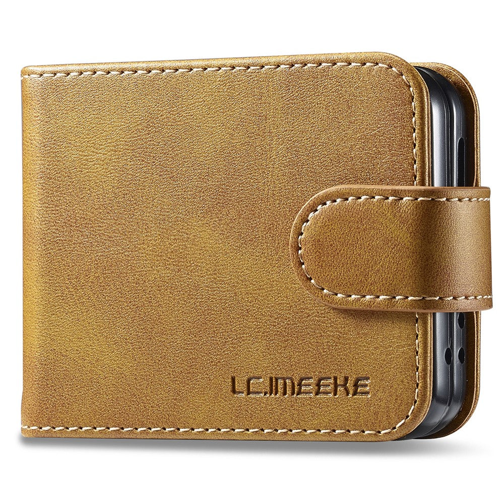 LC.IMEEKE For Samsung Galaxy Z Flip7 FE 5G / Z Flip6 5G Case Scratch-resistant Leather+PC Calf Texture Stand Phone Cover