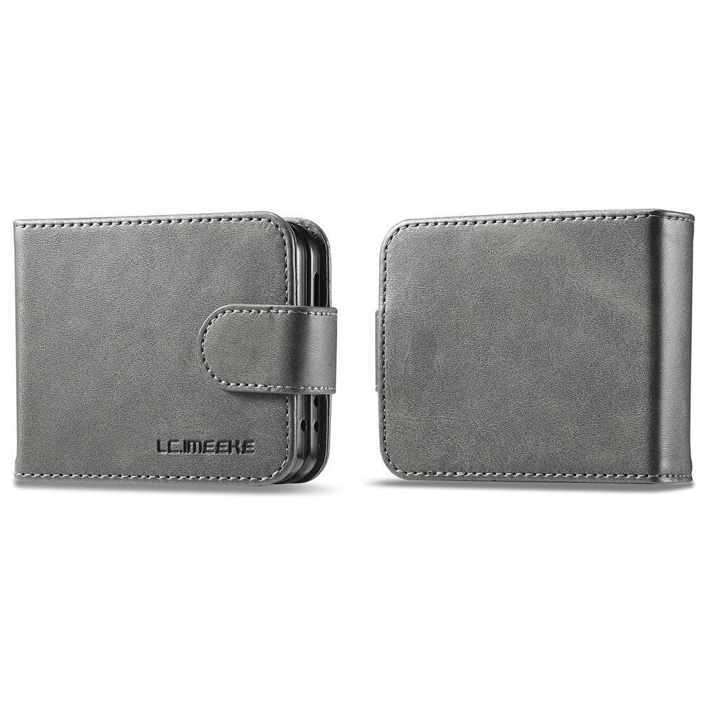 LC.IMEEKE For Samsung Galaxy Z Flip7 FE 5G / Z Flip6 5G Case Scratch-resistant Leather+PC Calf Texture Stand Phone Cover