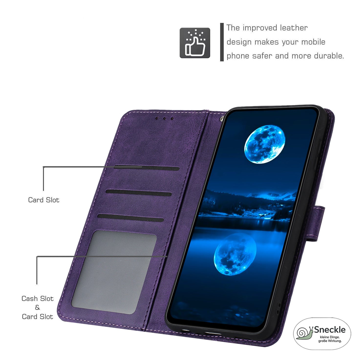 Galaxy A32/M32 5G Wallet-Hülle – Kalbsleder-Optik & Mit Ständer