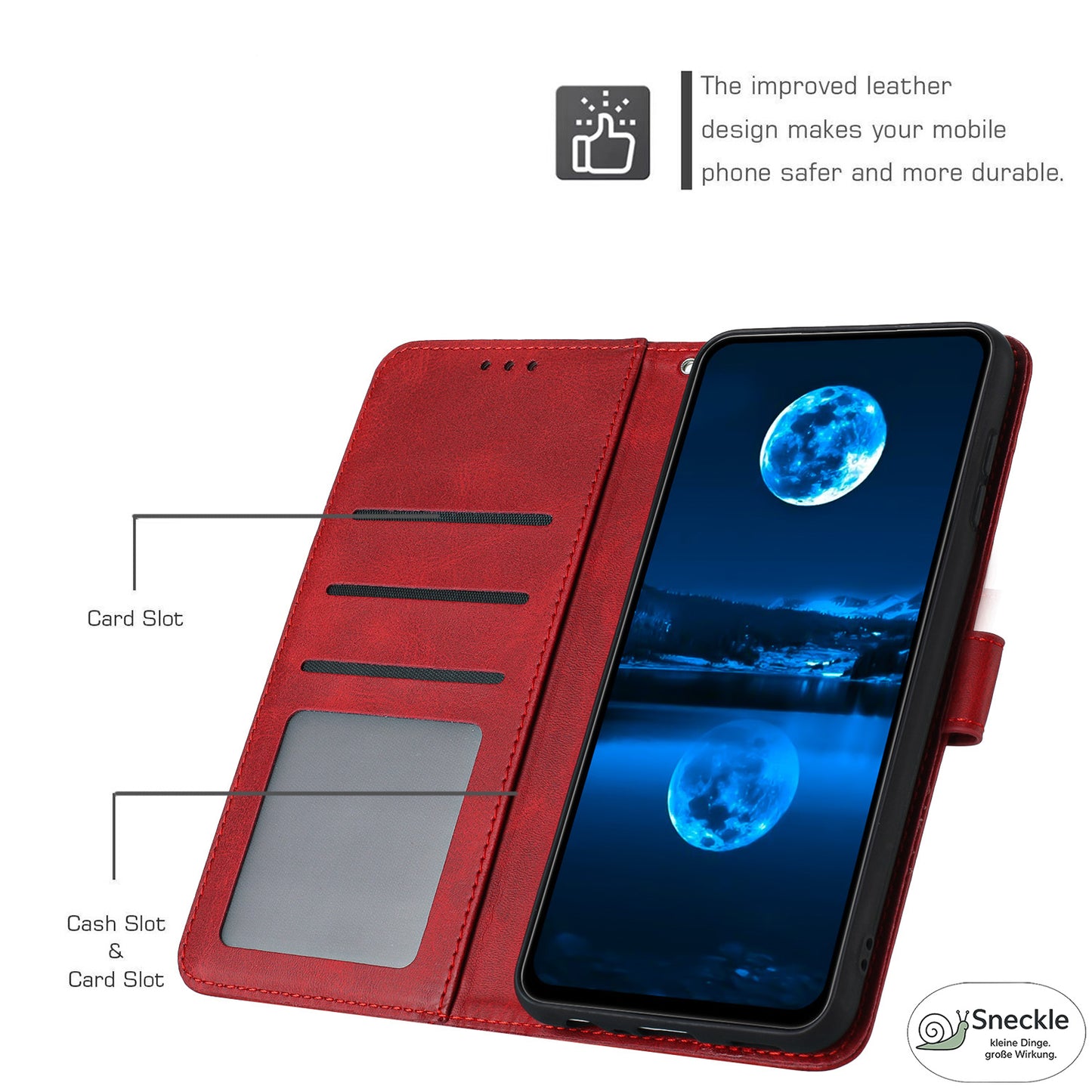 Galaxy A32/M32 5G Wallet-Hülle – Kalbsleder-Optik & Mit Ständer