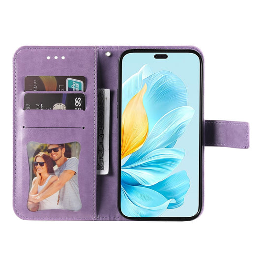 Honor 200 Lite Handyhülle – mit Blumenmuster, PU-Leder, Brieftaschenständer