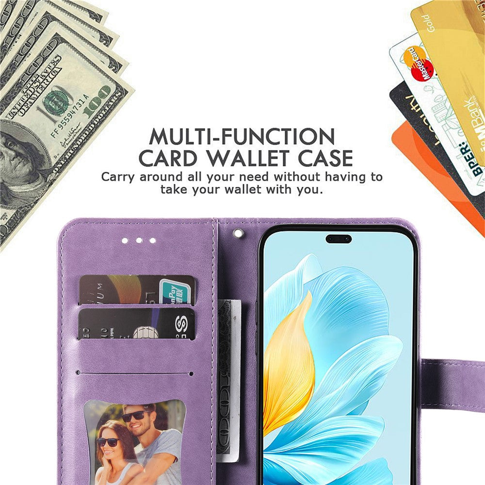 For Honor 200 Lite Case Floral Pattern PU Leather Wallet Stand Phone Cover