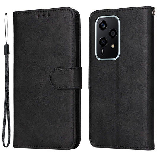 Honor 200 Lite Handyhülle – Kalbsleder mit Textur, Brieftasche, Kartenfächer, magnetische Schnalle