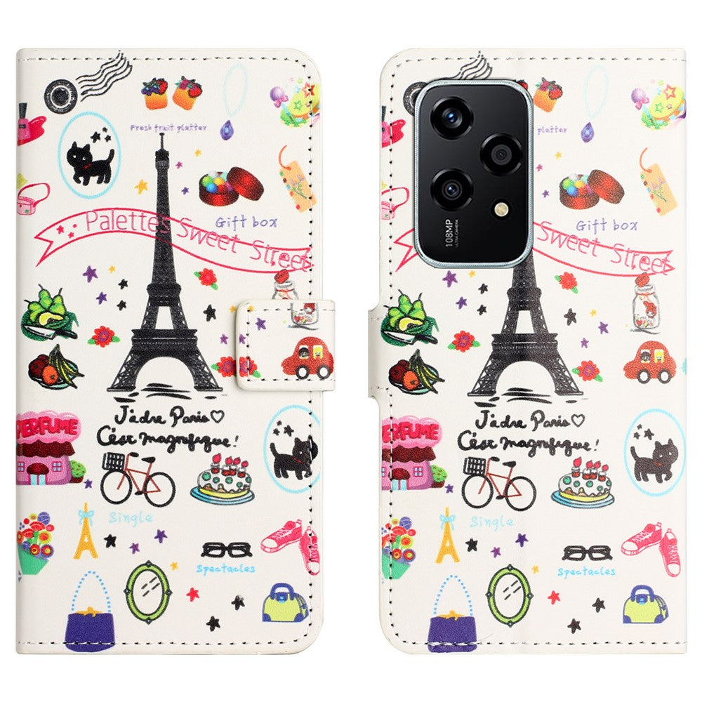 For Honor 200 Lite Case Pattern Printing Flip Leather Wallet Cover Cell Phone Accessory