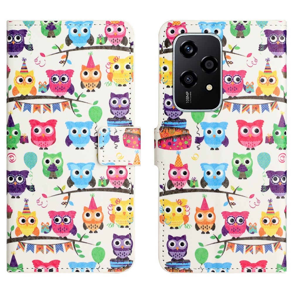 For Honor 200 Lite Case Pattern Printing Flip Leather Wallet Cover Cell Phone Accessory