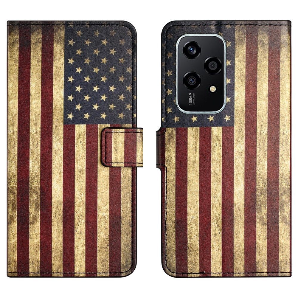 For Honor 200 Lite Case Pattern Printing Flip Leather Wallet Cover Cell Phone Accessory