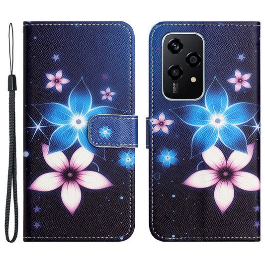 Honor 200 Lite Handyhülle – aus Leder mit Kreuzstruktur und Flip-Muster