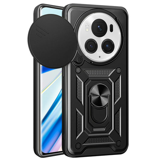 Honor Magic6 Pro 5G Handyhülle – Schutzhülle aus PC+TPU, mit integriertem Ständer & Schiebefenster für die Linse