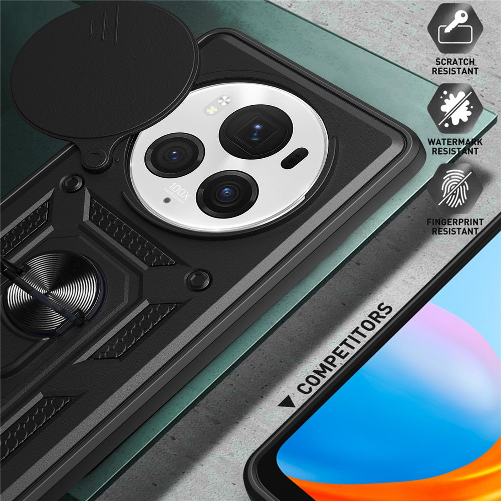 Honor Magic6 Pro 5G Handyhülle – Schutzhülle aus PC+TPU, mit integriertem Ständer & Schiebefenster für die Linse