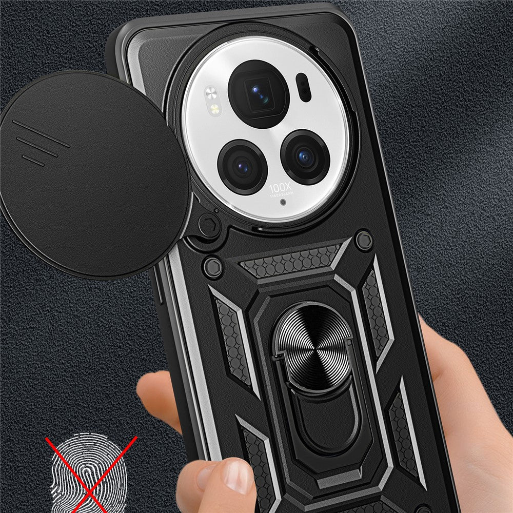 Honor Magic6 Pro 5G Handyhülle – Schutzhülle aus PC+TPU, mit integriertem Ständer & Schiebefenster für die Linse