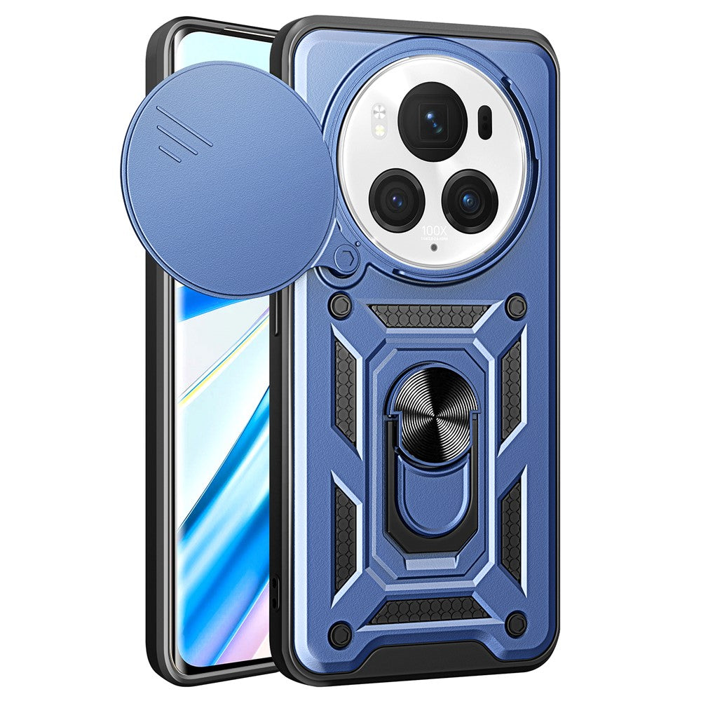 Honor Magic6 Pro 5G Handyhülle – Schutzhülle aus PC+TPU, mit integriertem Ständer & Schiebefenster für die Linse