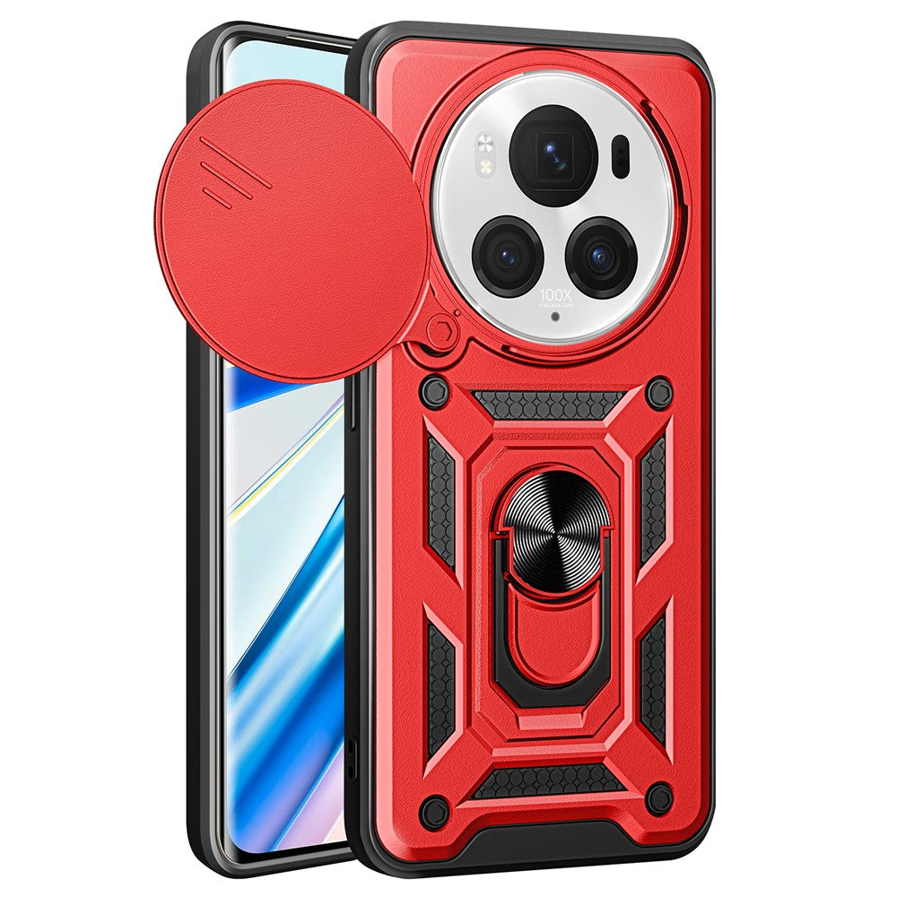 Honor Magic6 Pro 5G Handyhülle – Schutzhülle aus PC+TPU, mit integriertem Ständer & Schiebefenster für die Linse