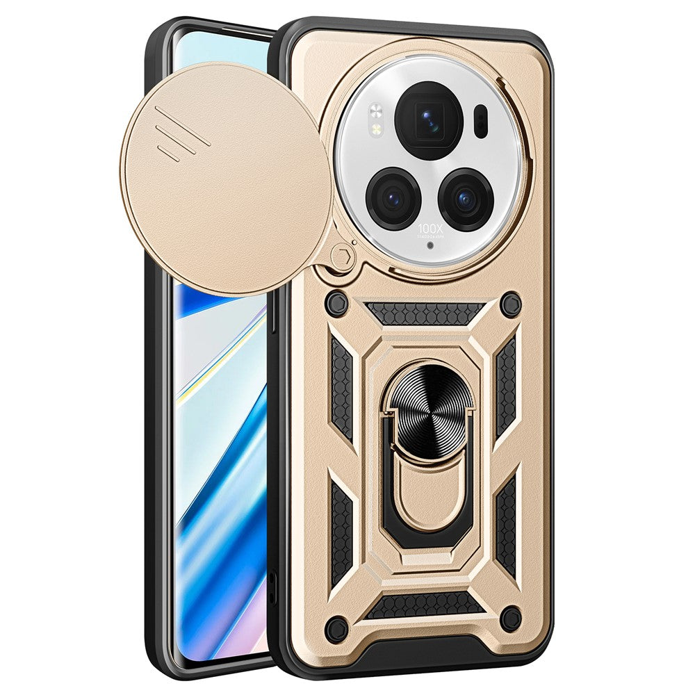 Honor Magic6 Pro 5G Handyhülle – Schutzhülle aus PC+TPU, mit integriertem Ständer & Schiebefenster für die Linse