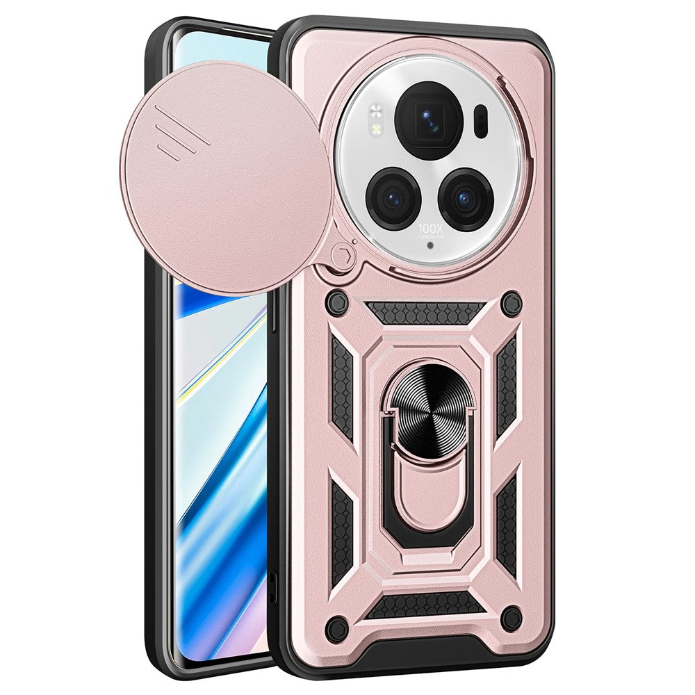 Honor Magic6 Pro 5G Handyhülle – Schutzhülle aus PC+TPU, mit integriertem Ständer & Schiebefenster für die Linse