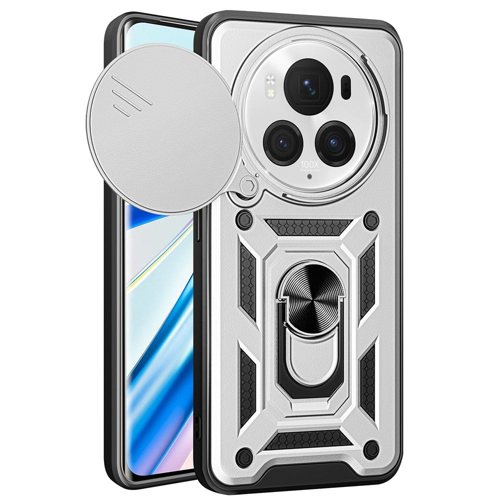 Honor Magic6 Pro 5G Handyhülle – Schutzhülle aus PC+TPU, mit integriertem Ständer & Schiebefenster für die Linse