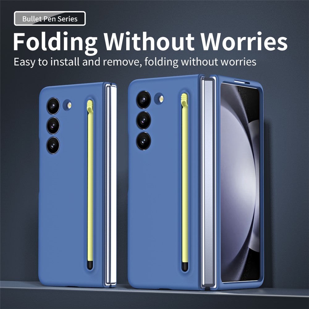 For Galaxy Z Fold6 5G Phone Case Skin-Touch Hard PC Shell with Stylus