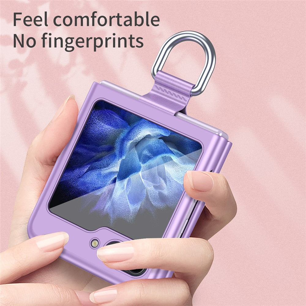 For Samsung Galaxy Z Flip7 FE 5G / Z Flip6 5G / Z Flip5 5G Folded Phone Case Skin-Touch Hard PC Phone Cover with Ring Holder