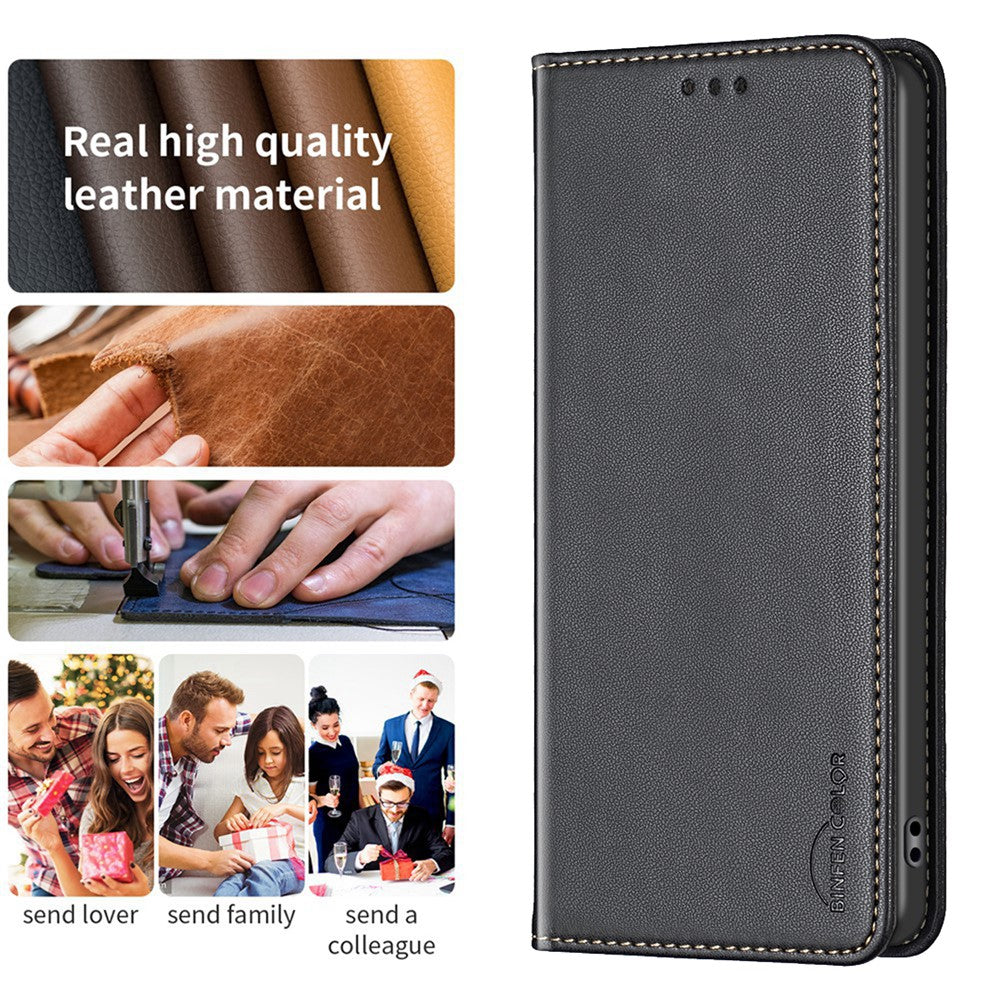BINFEN COLOR BF18 For Honor 200 Lite Case Card Slots Leather Phone Cover Magnetic Closing