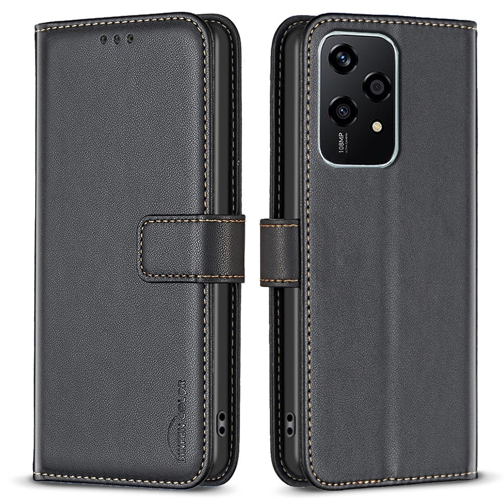 BINFEN COLOR BF17 For Honor 200 Lite Case PU Leather Wallet Magnetic Shockproof Cover