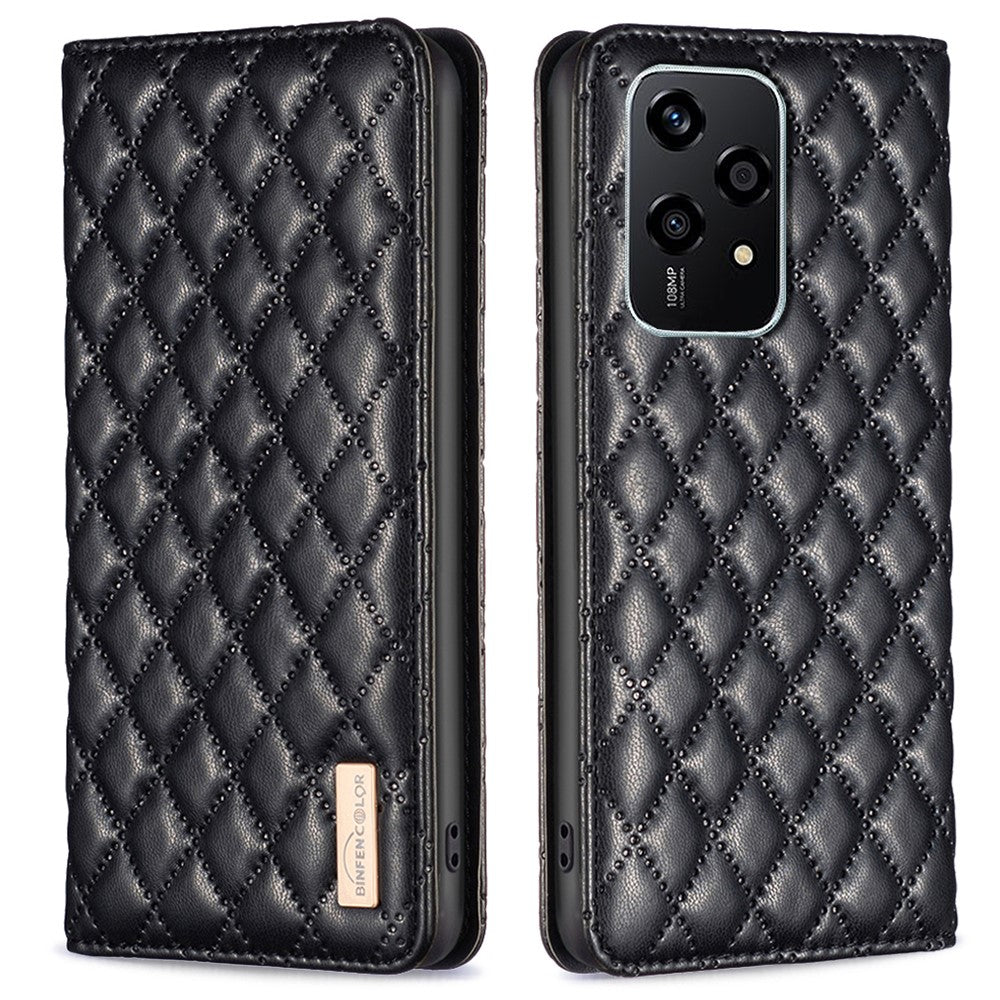 BINFEN COLOR BF Style-16 For Honor 200 Lite PU Leather Phone Stand Case Magnetic   Phone Cover