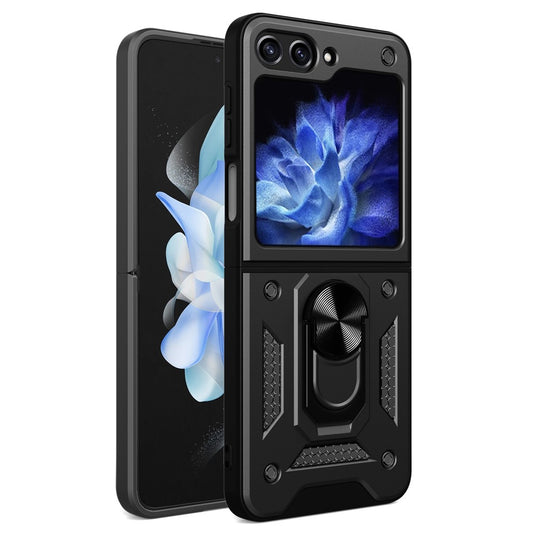Galaxy Z Flip7 FE 5G / Galaxy Z Flip6 5G – Magnetische Handyhülle aus Kunststoff und TPU, mit Ständer, mit Ringhalter
